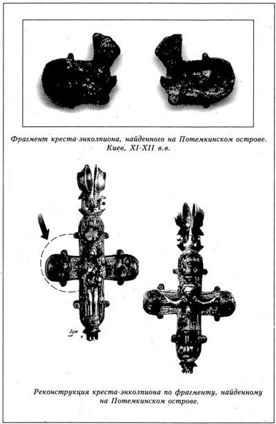 Реконструкция креста-энколпиона по фрагменту, найденному на Потемкинском острове