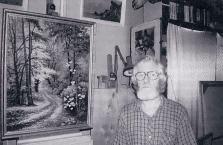 Дмитрий Поленков в своей художественной мастерской. Карелия, г. Петрозаводск, 1999 г.